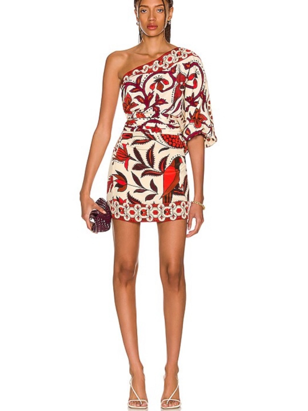 Johanna Ortiz One-Shoulder Azucar Avenue Silk Mini Dress 0
